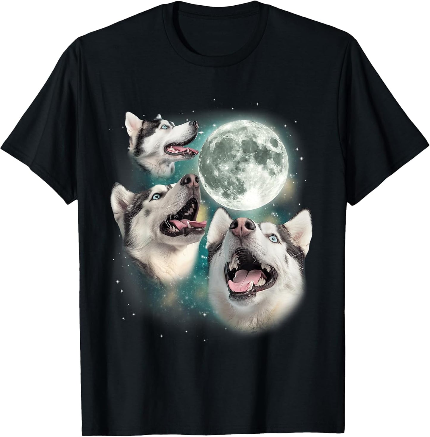 Three Siberian Huskys | 3 Arctic Dogs Howling Under The Moon