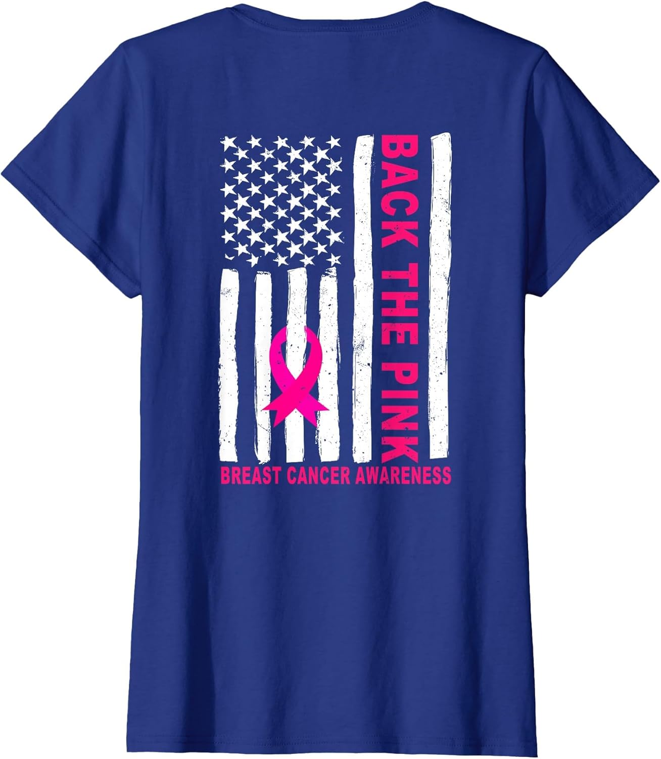 Back The Pink Ribbon USA Flag Breast Cancer Awareness