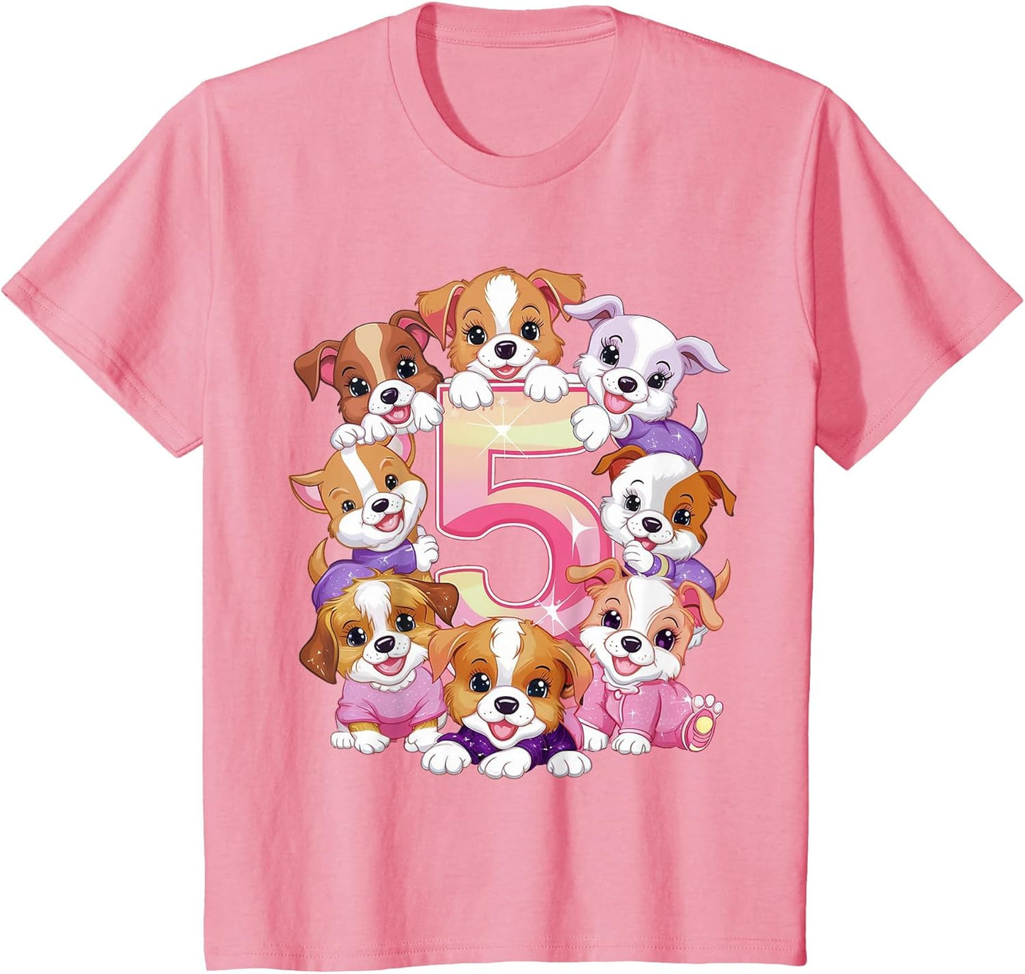 5th Birthday Dog Birthday Shirt for Girls 5 Years Puppy