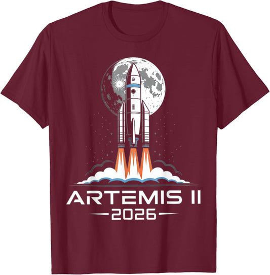 Artemis II Back to the Moon 2026 T-Shirt - T-Shirt | Maroon