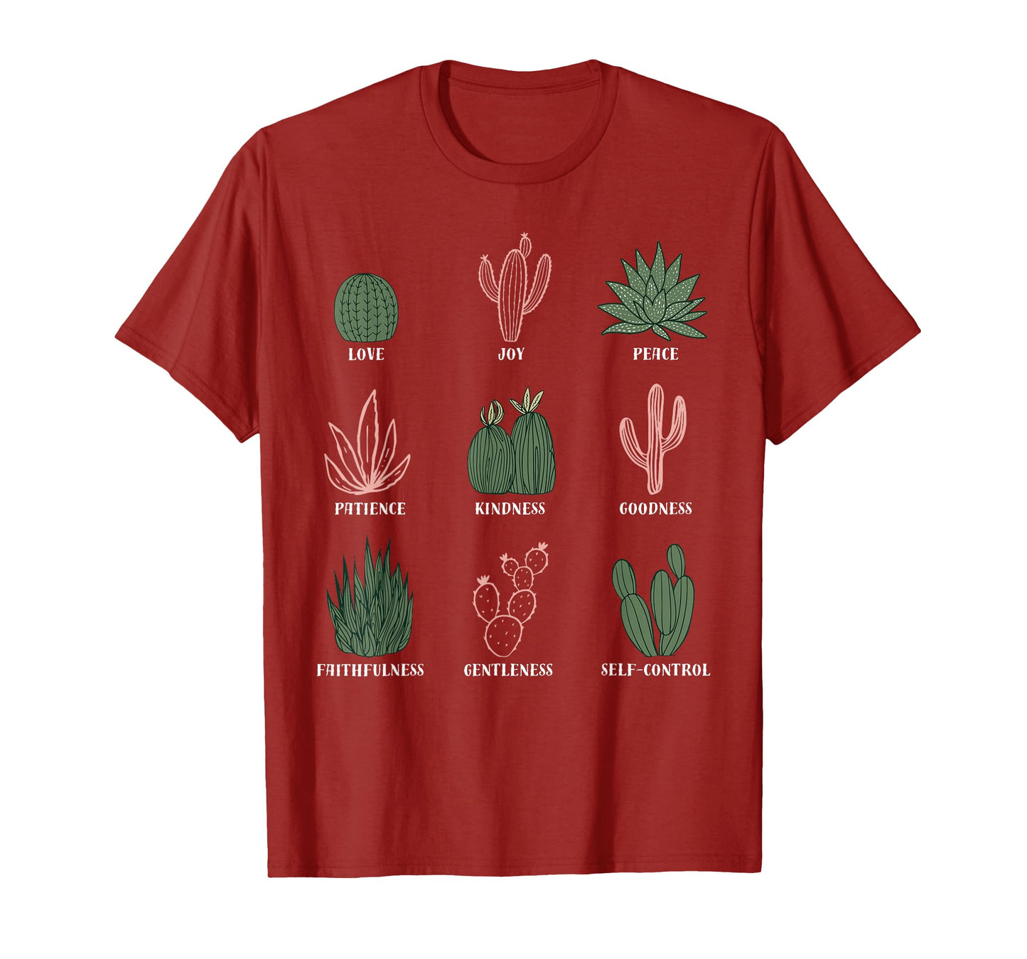 Boho Cactus Fruit of The Spirit Christian Bible Verse Garden T-Shirt