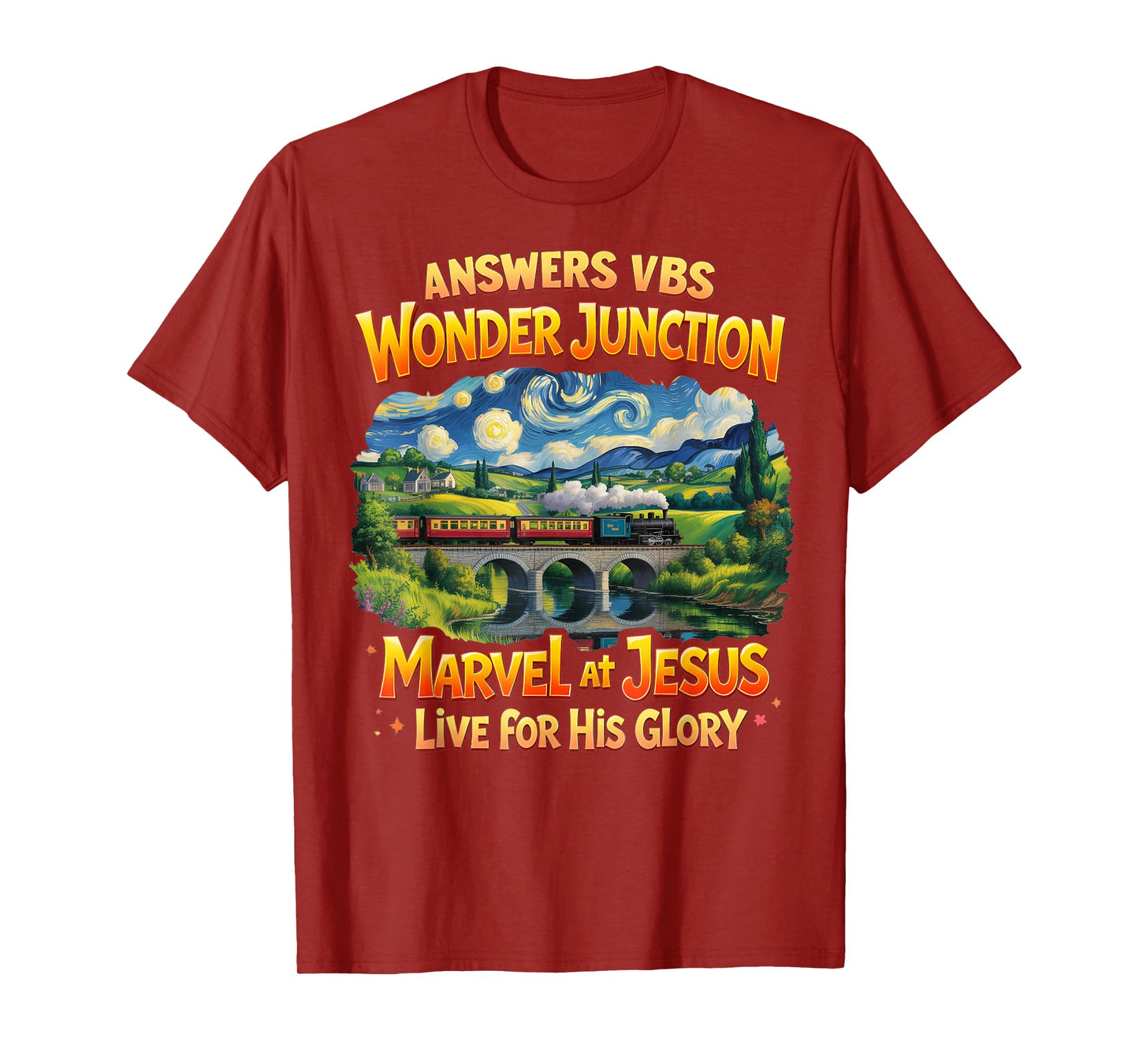 Christian Camp VBS 2025 Wonder His Glory Junction Train T-Shirt