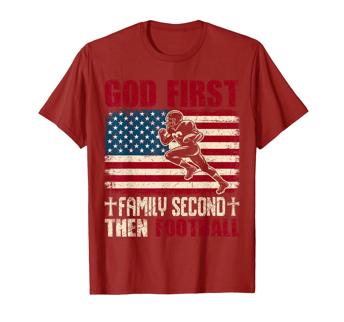 God First Family Second Then Football Christian Sports Fan T-Shirt