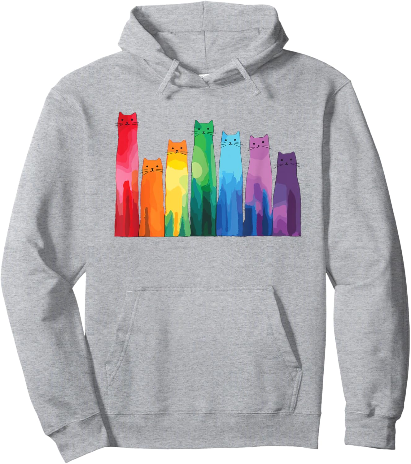 Cats Vibrant Colorful Art Rainbow Cat Lovers Hoodie - Hoodie | Ash