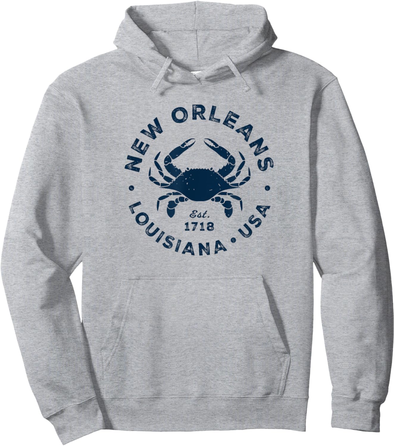 New Orleans Louisiana Vintage Blue Crab Vacation Souvenir Hoodie - Hoodie | Ash