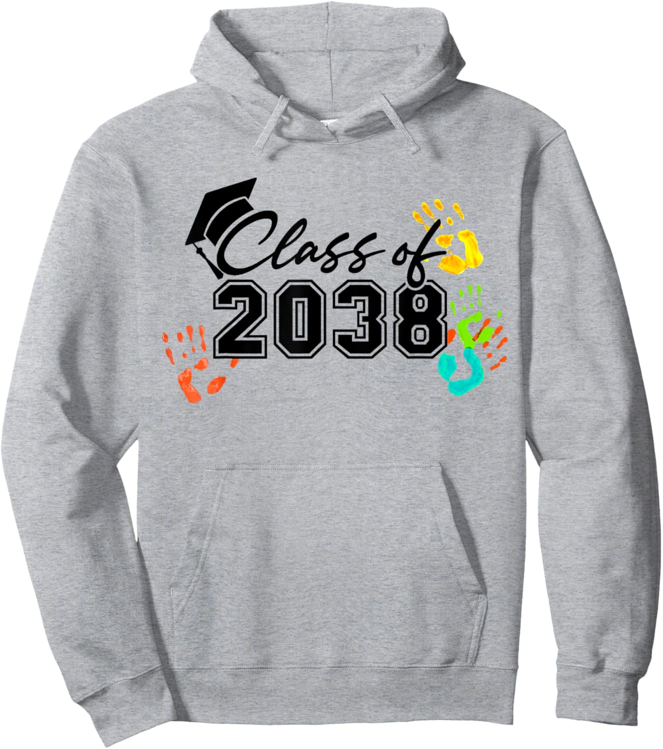 Class of 2038 Grow With Me Handprint On Back Pre-K to 12th Hoodie - Hoodie | Ash