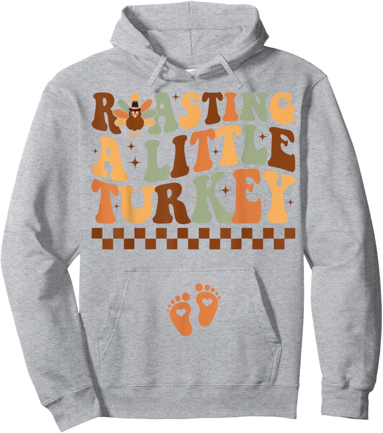 Roasting a Little Turkey Thanksgiving Pregnancy Announcement Hoodie - Hoodie | Ash