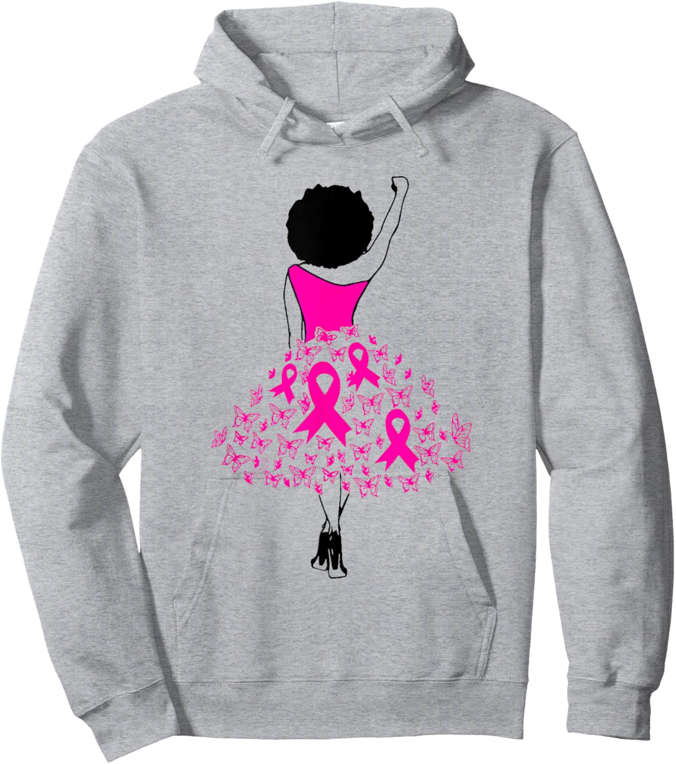 Fight Breast Cancer Warrior Pink Ribbon Women Hoodie - Hoodie | Ash