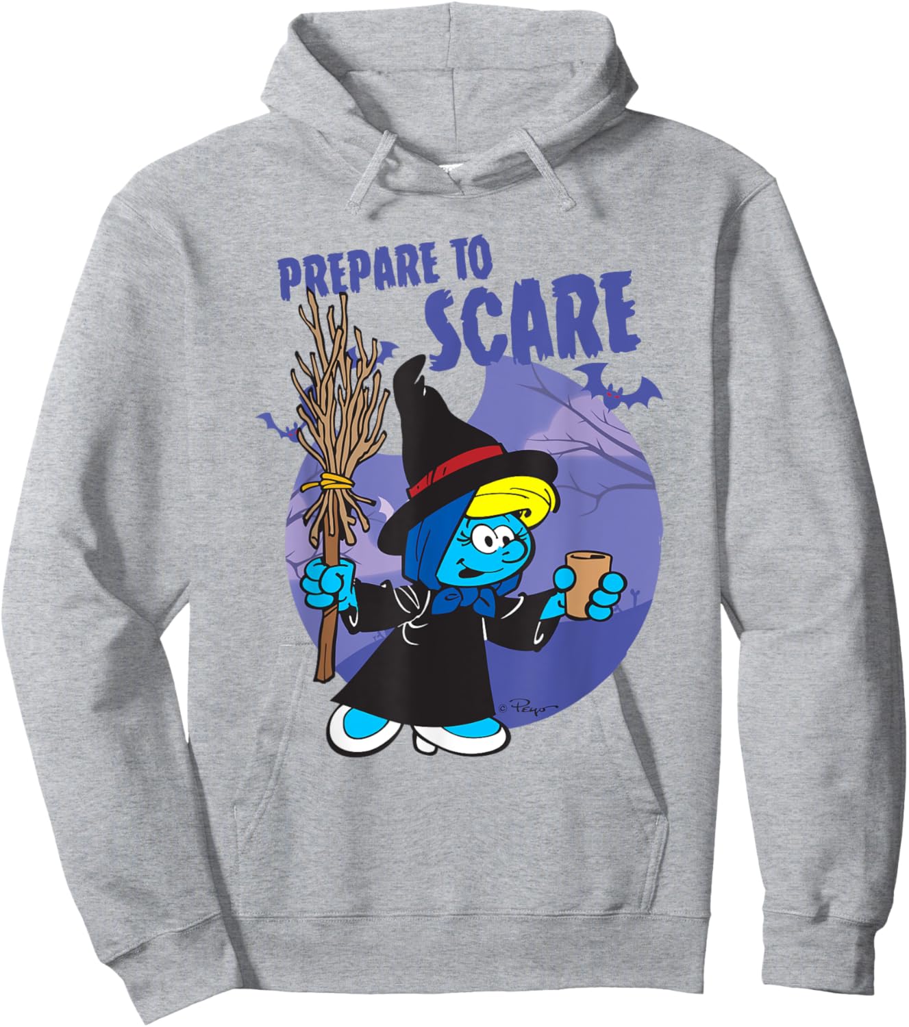 The Smurfs Prepare to Scare Witch Halloween Retro Cartoon Hoodie - Hoodie | Ash