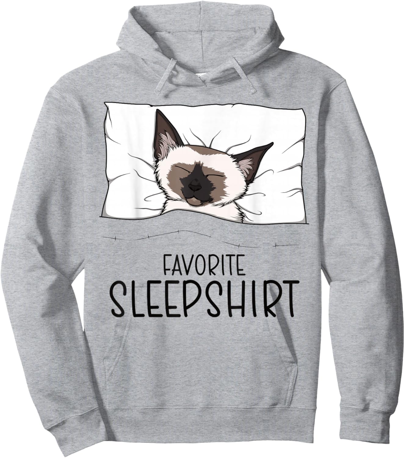 Favorite Sleepshirt Siamese Cat, Napping Meezer Hoodie - Hoodie | Ash