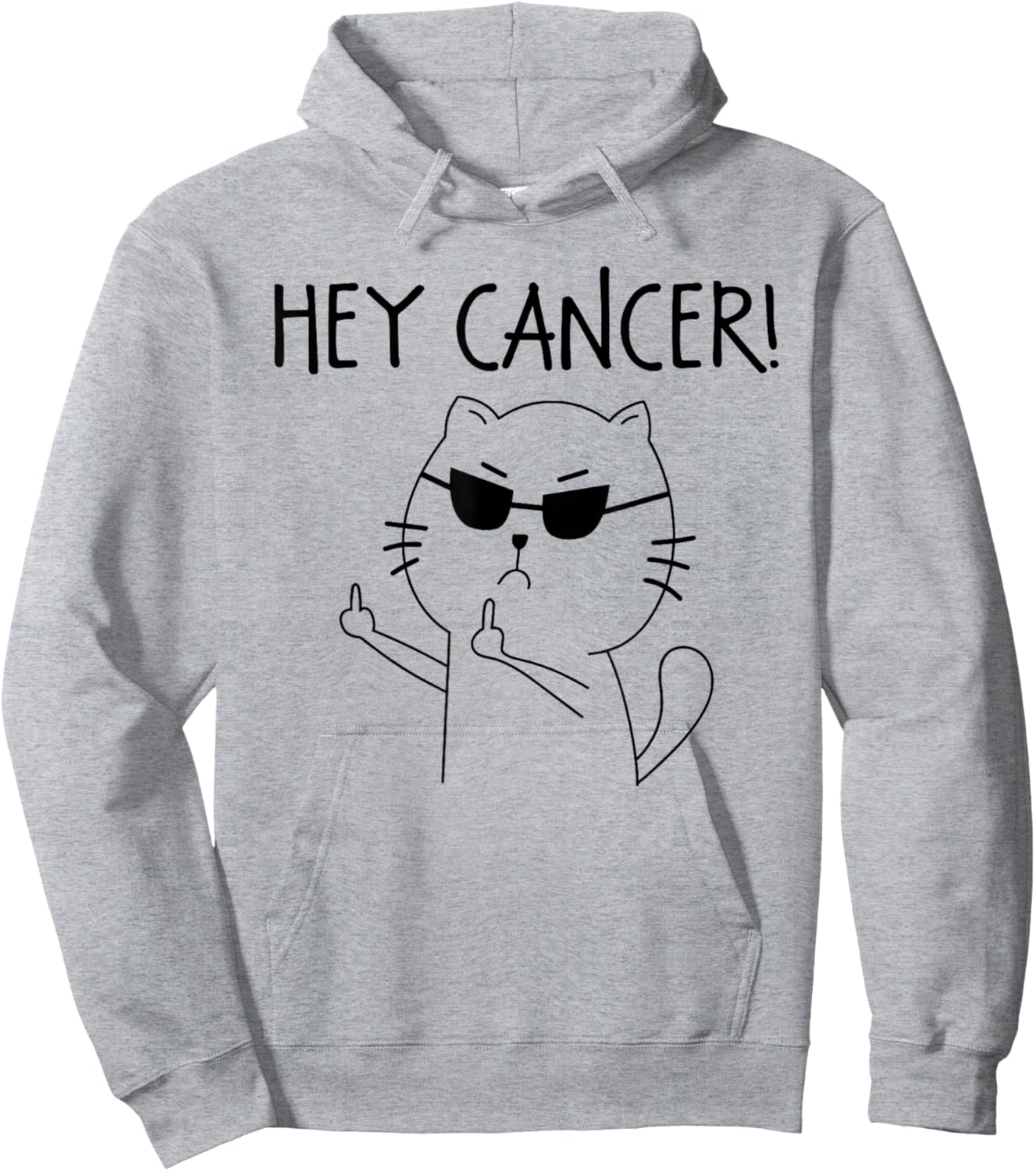 Hey Cancer F Funny Cat Middle Finger Hoodie - Hoodie | Ash