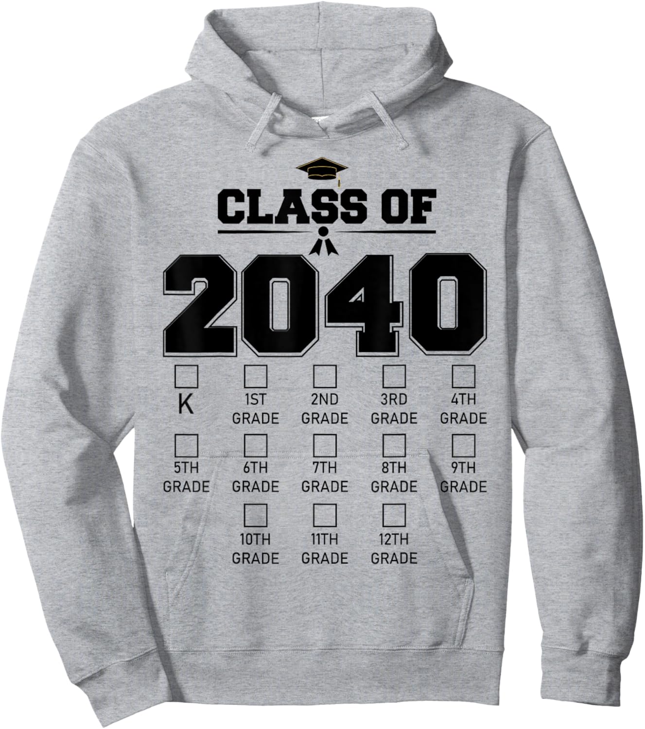 Class of 2040 Grow With Me Checklist Kindergarten 12th Grade Hoodie - Hoodie | Ash