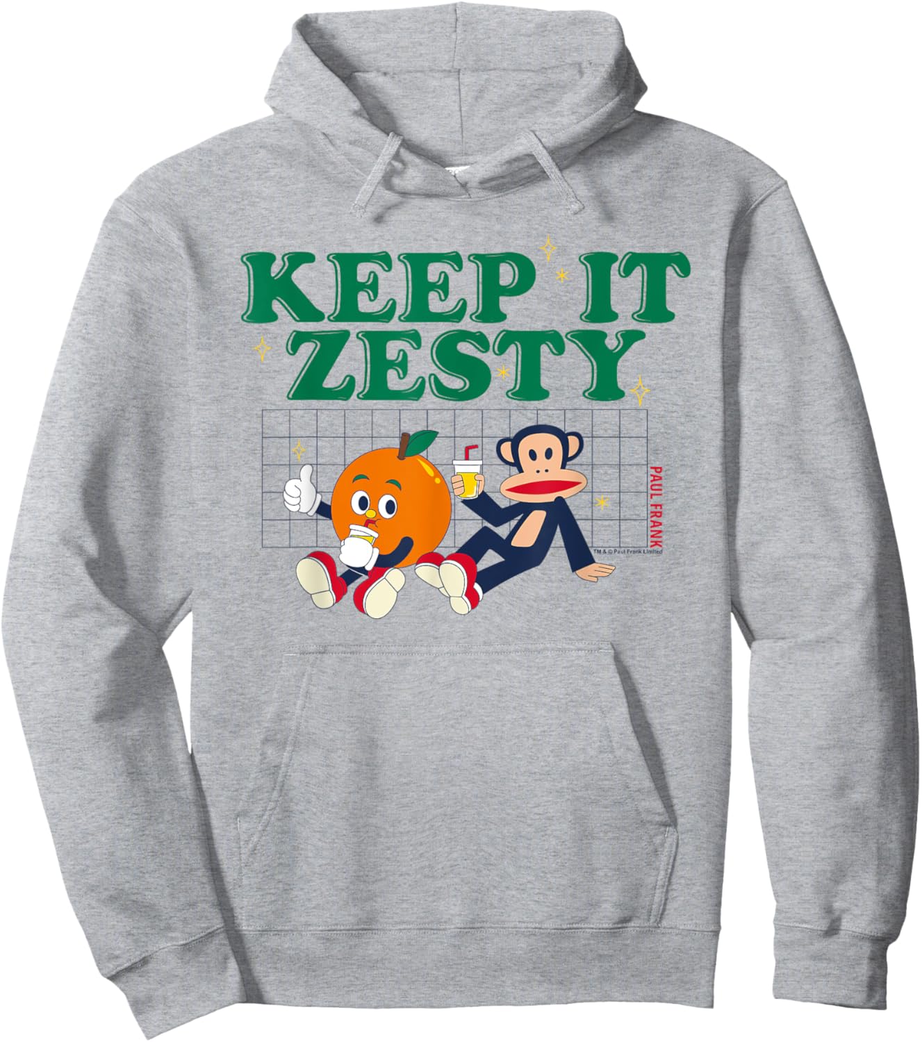 Paul Frank Keep It Zesty Orange Lemon Julius Monkey Hoodie - Hoodie | Ash