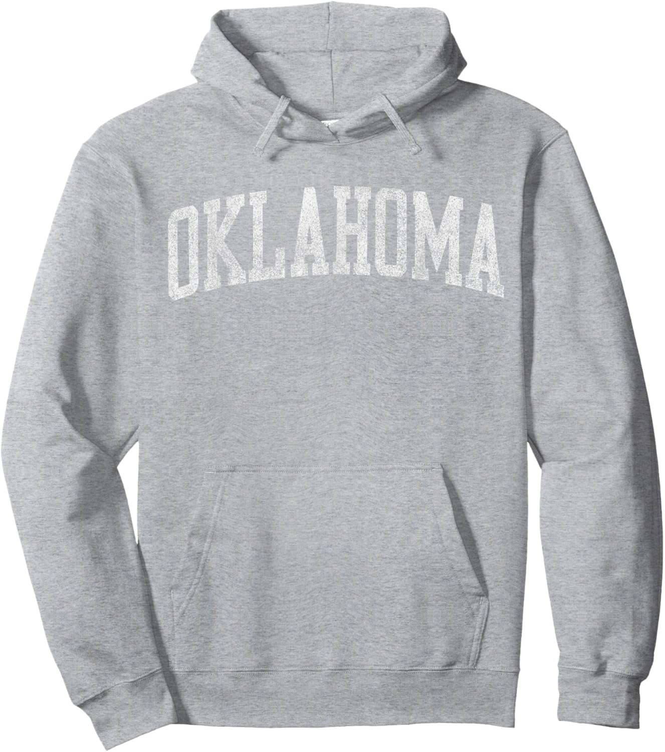 Oklahoma OK Varsity Vintage Athletic Sports Style White Text Hoodie - Hoodie | Ash