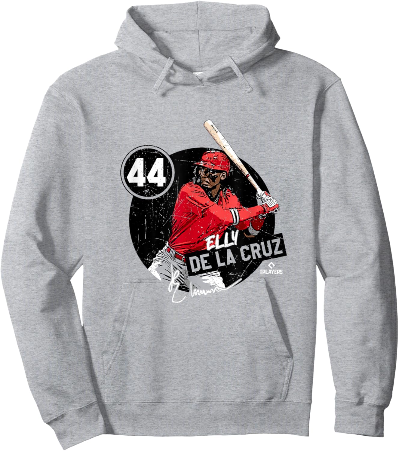 Elly De La Cruz | Cincinnati MLBPA - Red, Small, -Adult, Short Sleeve, Classic Fit, Polyester, Letter Print, Game Theme Hoodie - Hoodie | Ash