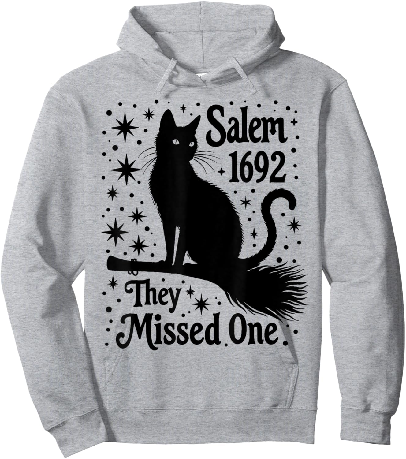 salem They missed one black Mystic Cat on broomstick moon Hoodie - Hoodie | Ash