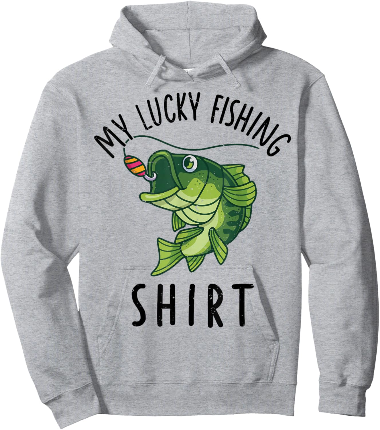 Kids Boys My Lucky Fishing-Shirt Bass Fish Dad Gift Funny Hoodie - Hoodie | Ash
