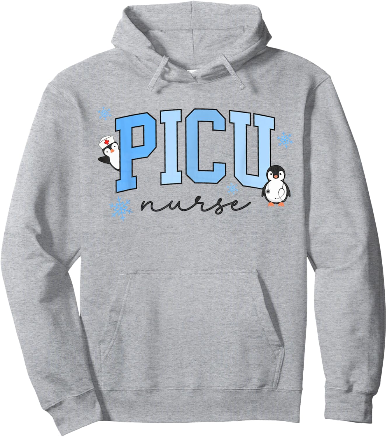Merry PICU Nurse Christmas Pediatric ICU Nurse Holiday Hoodie - Hoodie | Ash