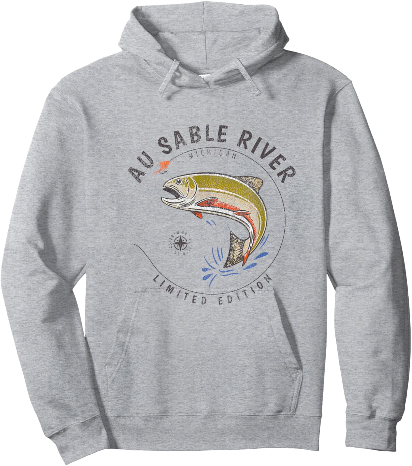 Au Sable River Michigan Fly Fishing Souvenir Au Sable Hoodie - Hoodie | Ash