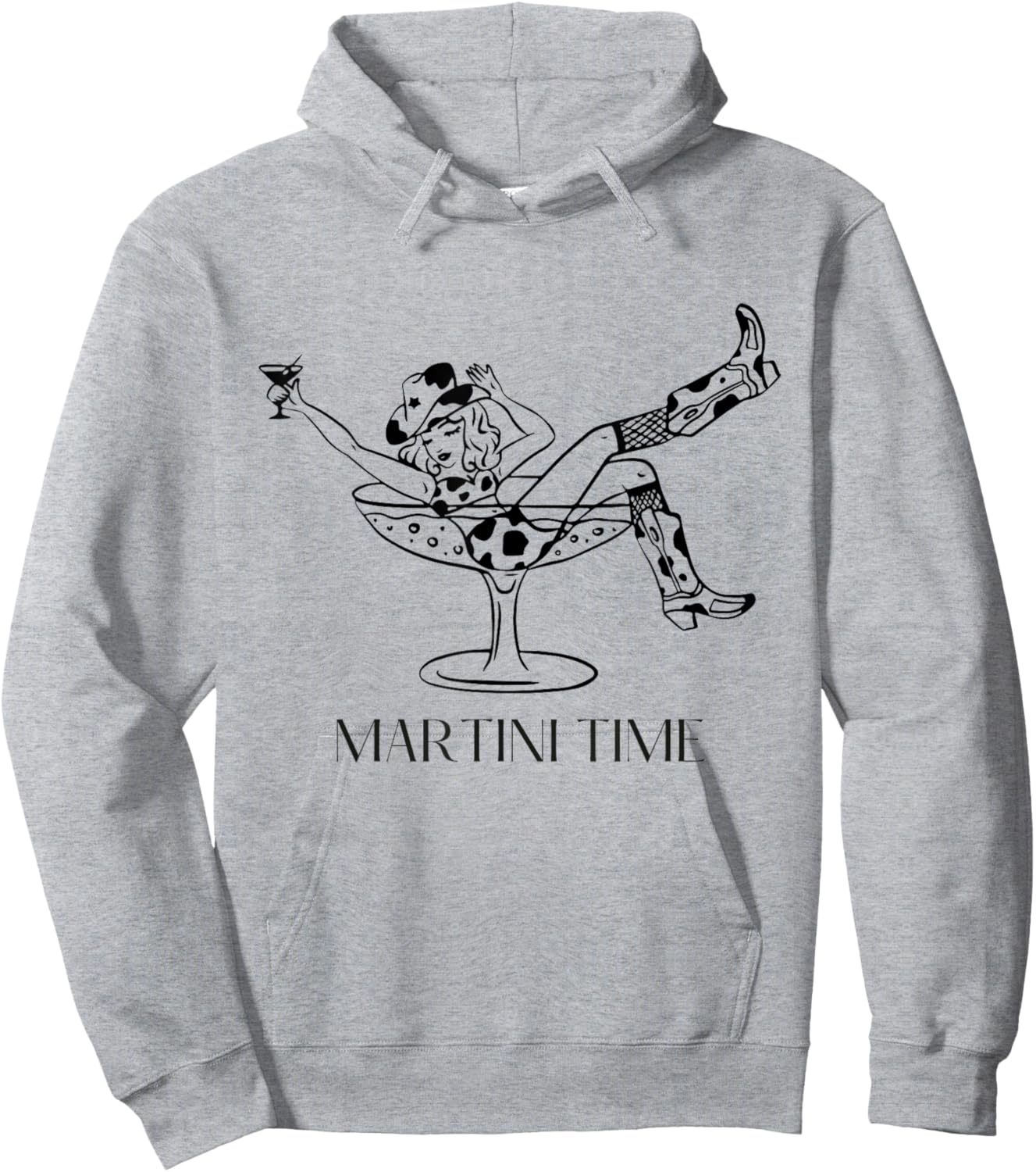 Martini Time Funny Drinking Cowgirl Woman Western Ladies Hoodie - Hoodie | Ash