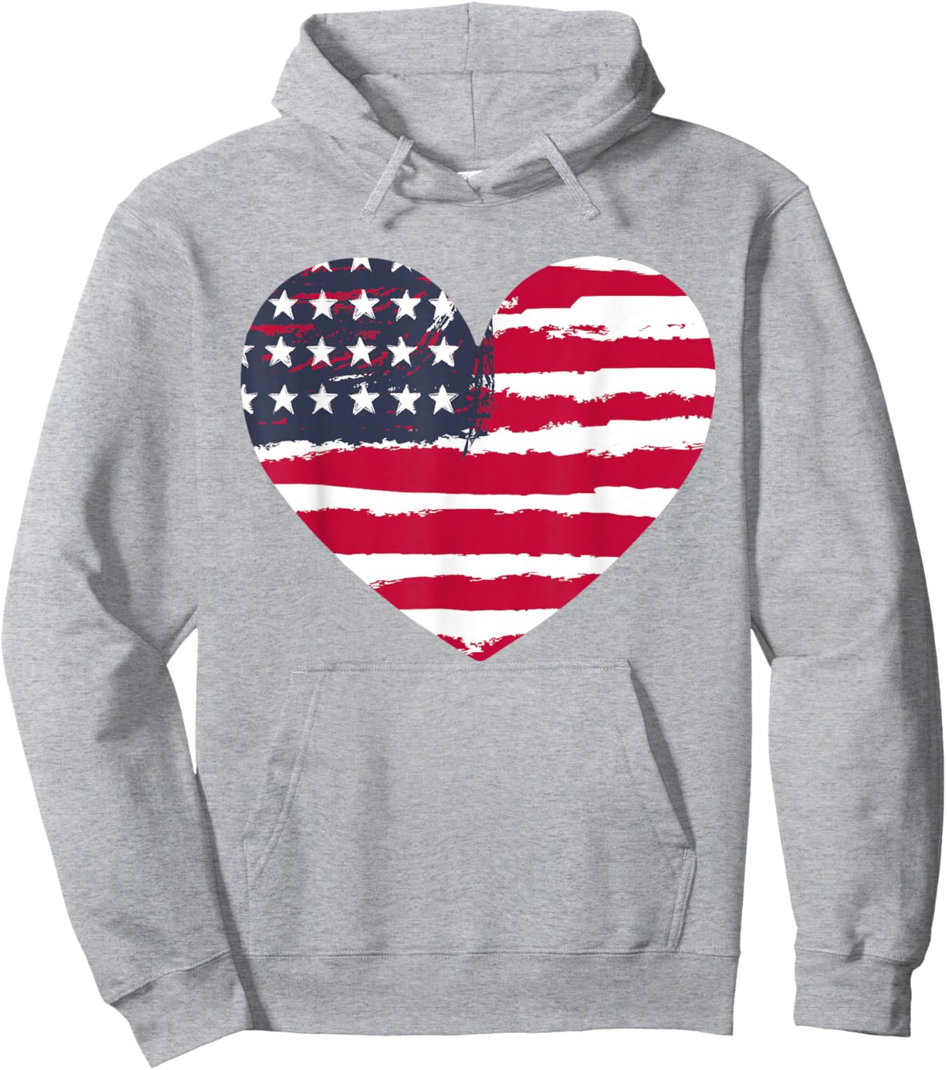 Girl American Flag Heart Cute 4th July Women Teen Patriotic Hoodie - Hoodie | Ash