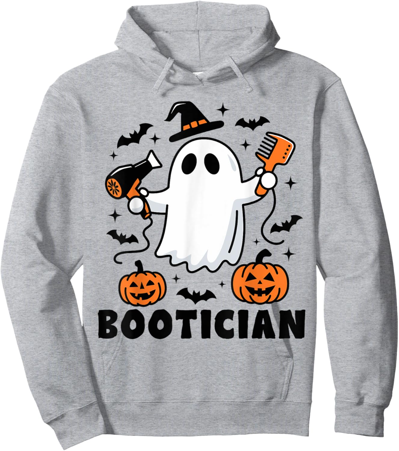 Bootician Funny Beautician Halloween Ghost Hair Stylist Hoodie - Hoodie | Ash