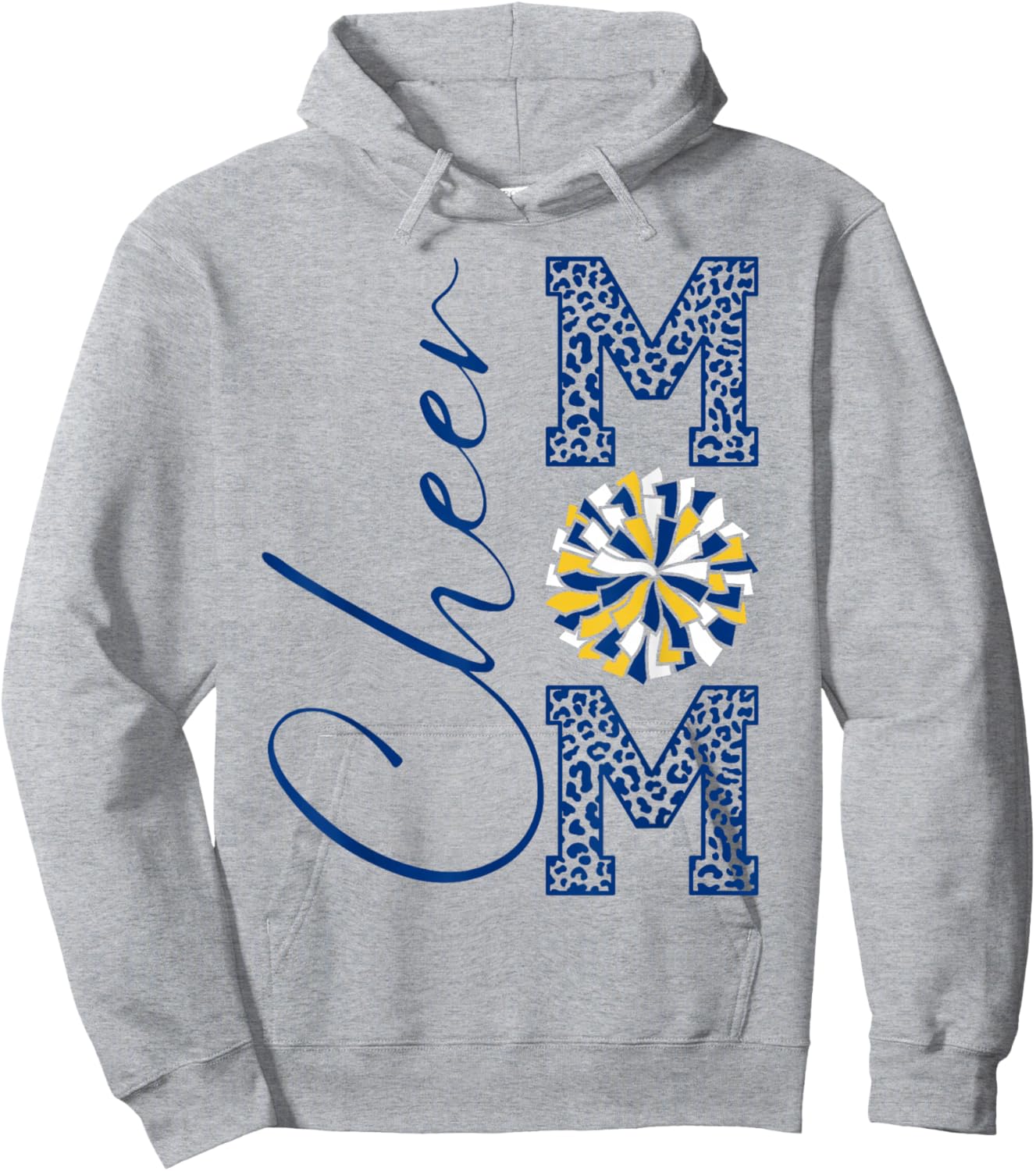 Cheer Mom | Blue, Gold, White | Leopard Print Hoodie - Hoodie | Ash