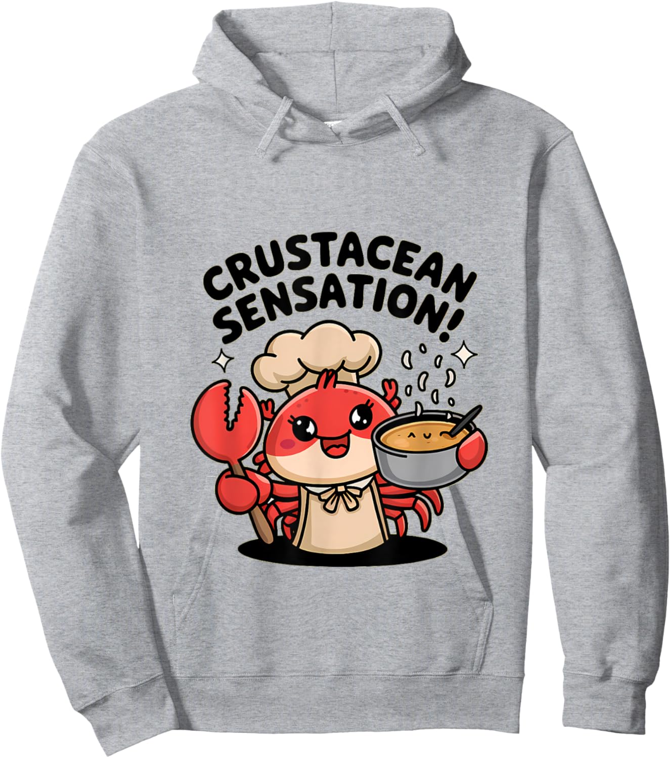Crustacean Sensation! Chef Crab Kawaii Design Hoodie - Hoodie | Ash