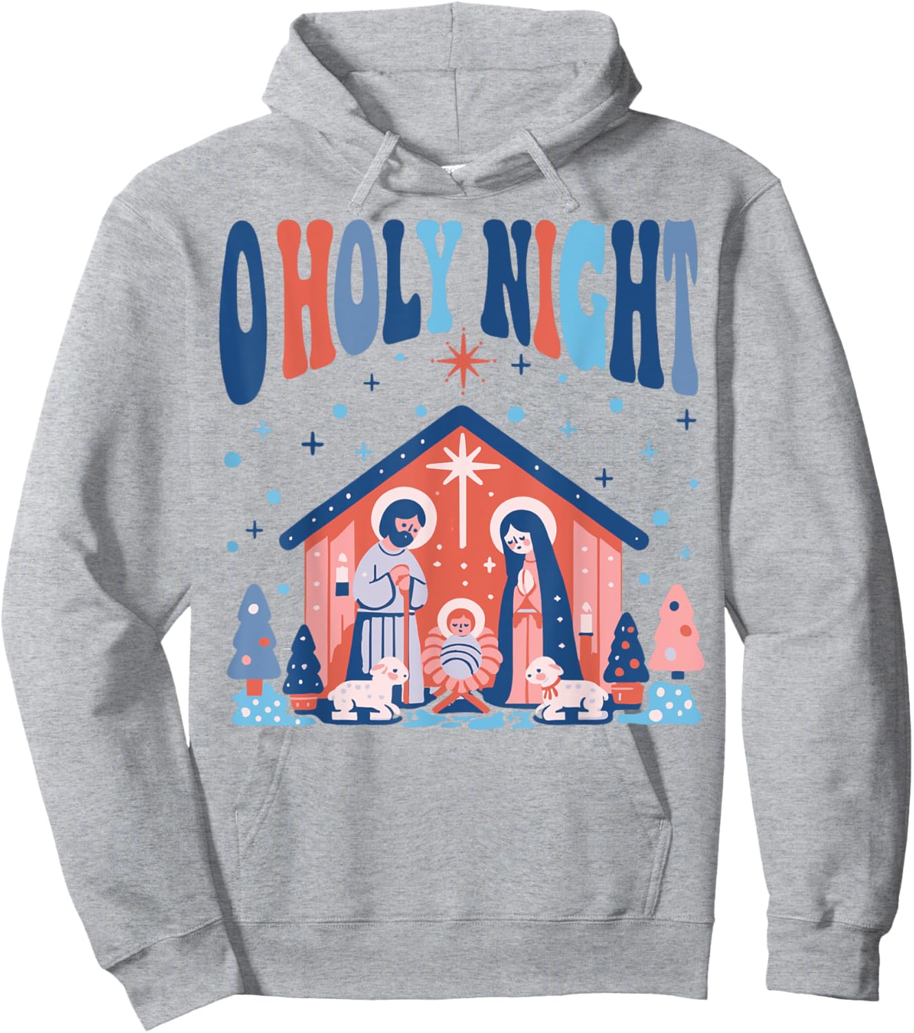 Oh Holy Night Silent Night Christmas Boho Christian Jesus Hoodie - Hoodie | Ash