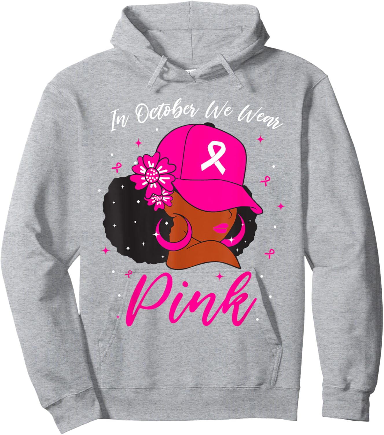 In October We Wear Pink Breast Cancer Awareness Black Women Hoodie - Hoodie | Ash