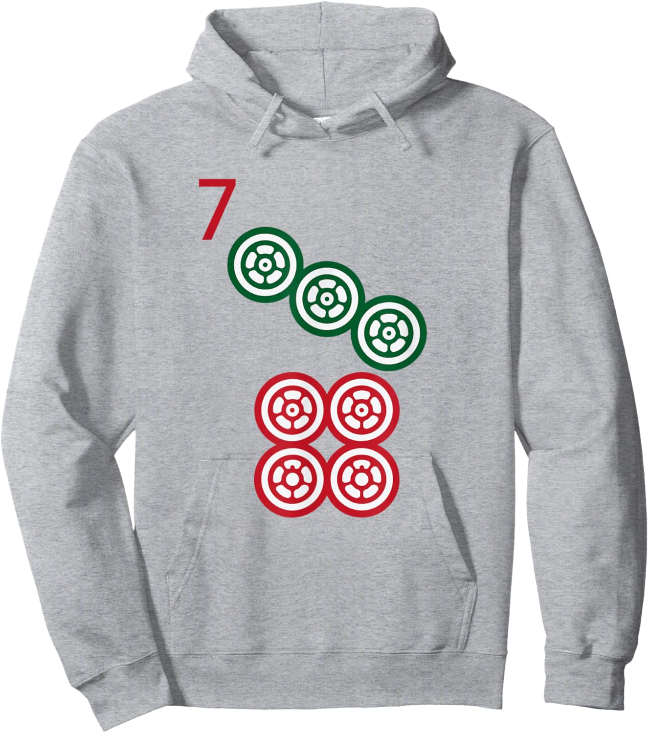 Chinese Mah Jong Dots Pinzu Seven Tile Mahjong Costume Hoodie - Hoodie | Ash