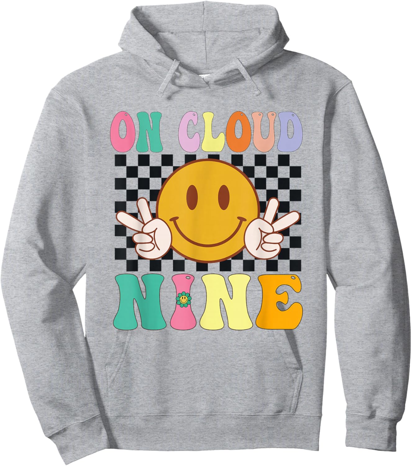 Groovy On Cloud Nine Flower Happy 9th Birthday 9 Years Old f Hoodie - Hoodie | Ash