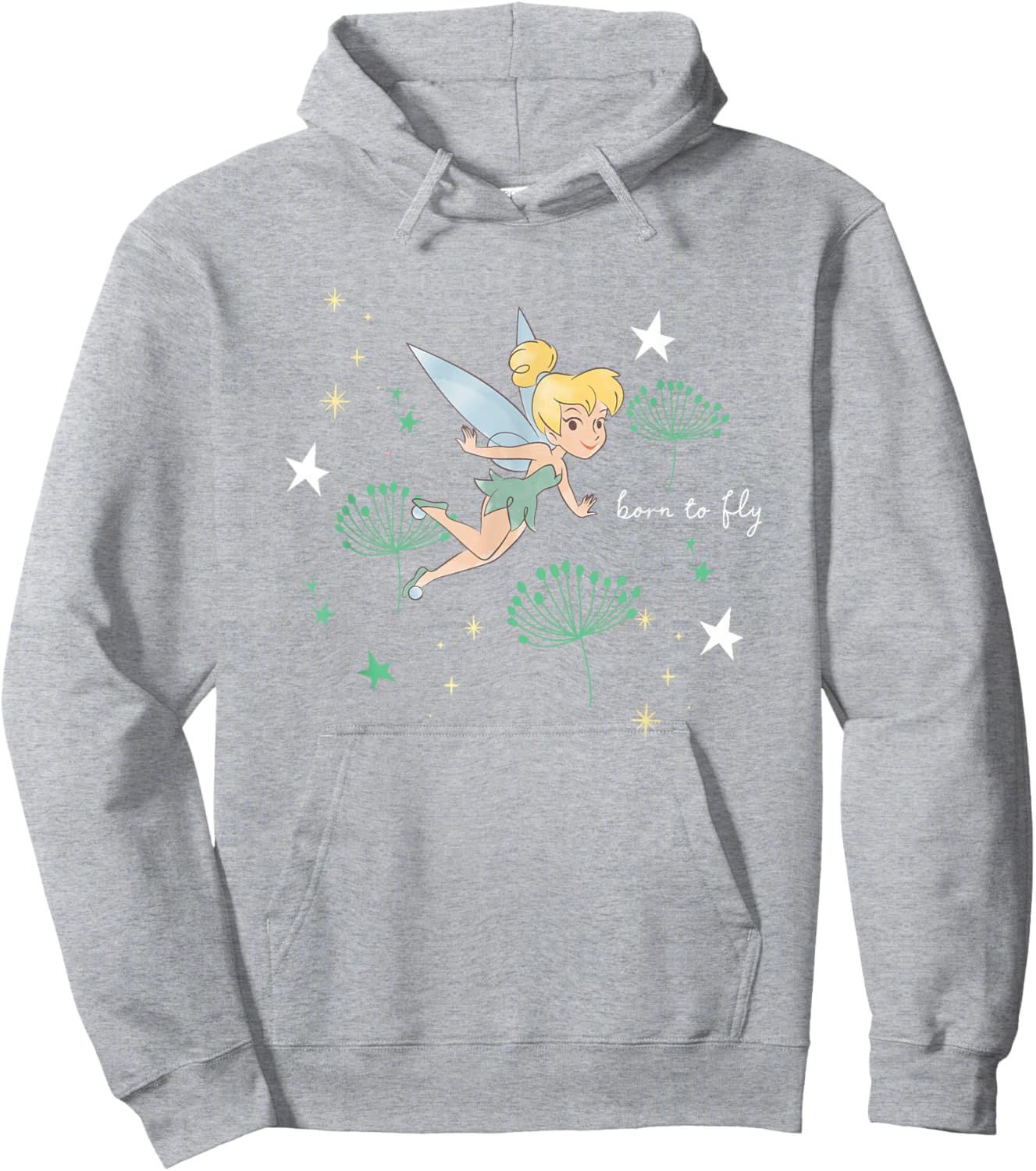 Disney Tinker Bell Born To Fly Magical Fairy Retro Big Logo Hoodie - Hoodie | Ash