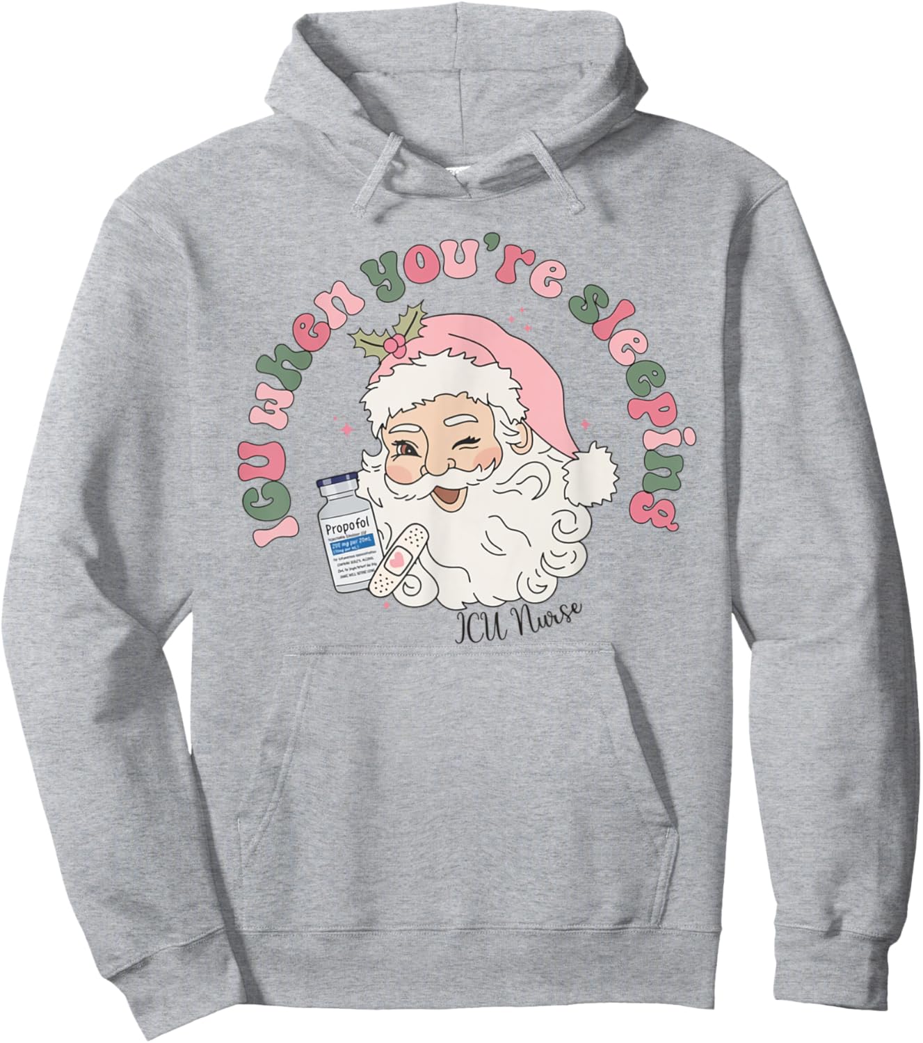 ICU When You're Sleeping Christmas Intensive Care Unit Hoodie - Hoodie | Ash