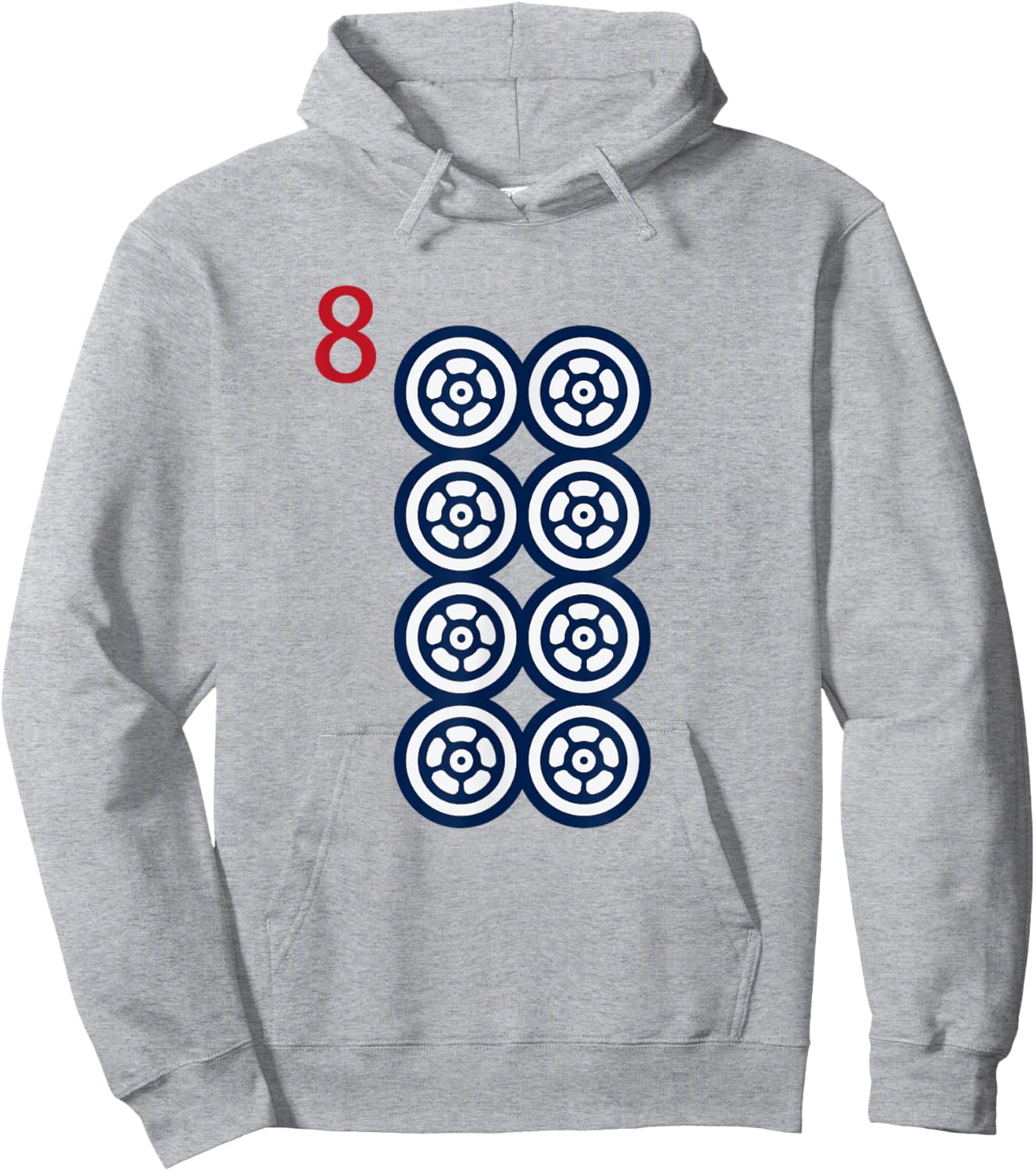 Chinese Mah Jong Dots Pinzu Eight Tile Mahjong Costume Hoodie - Hoodie | Ash