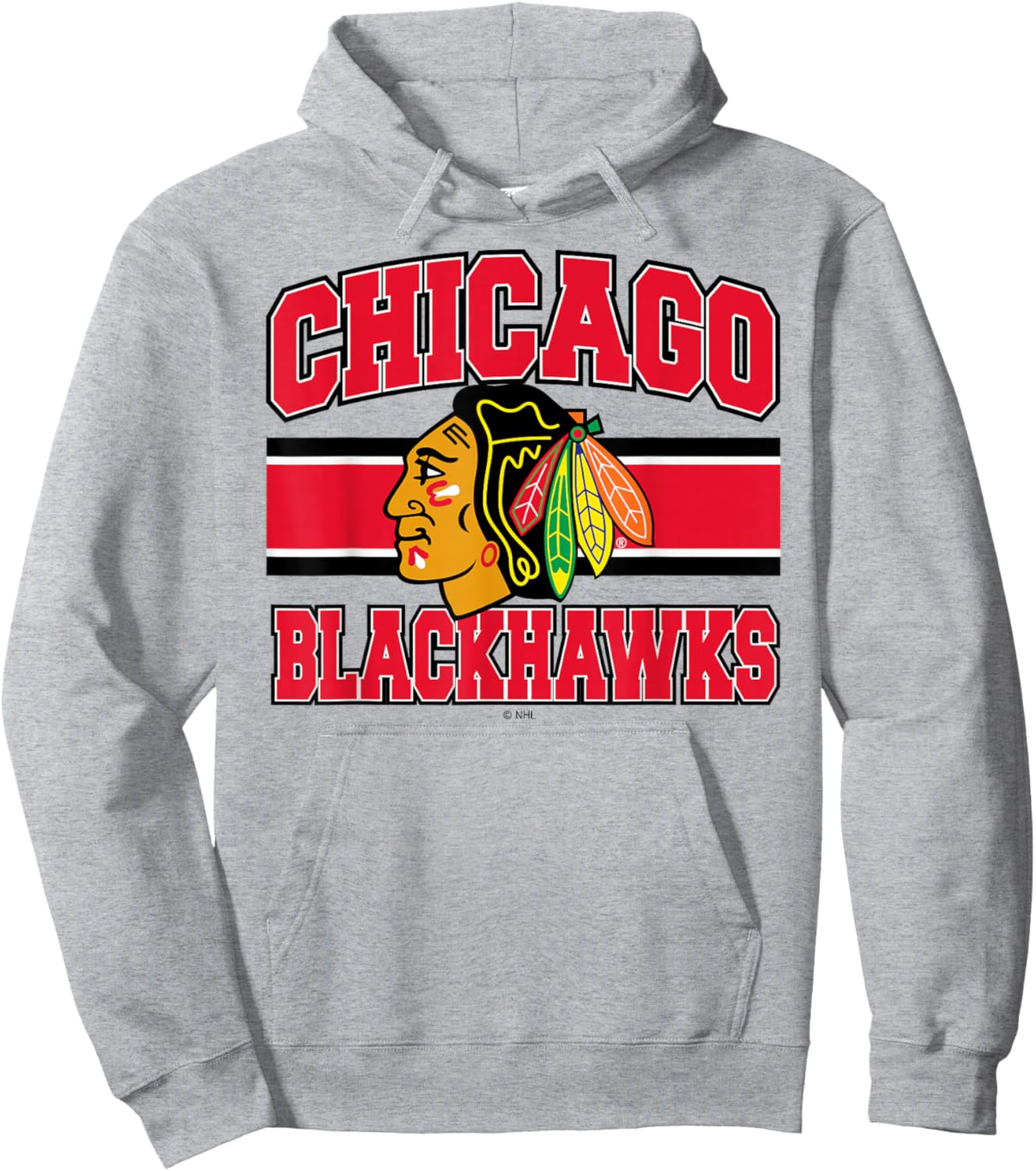 Chicago Blackhawks Stripe Gray Officially Licensed Hoodie - Hoodie | Ash
