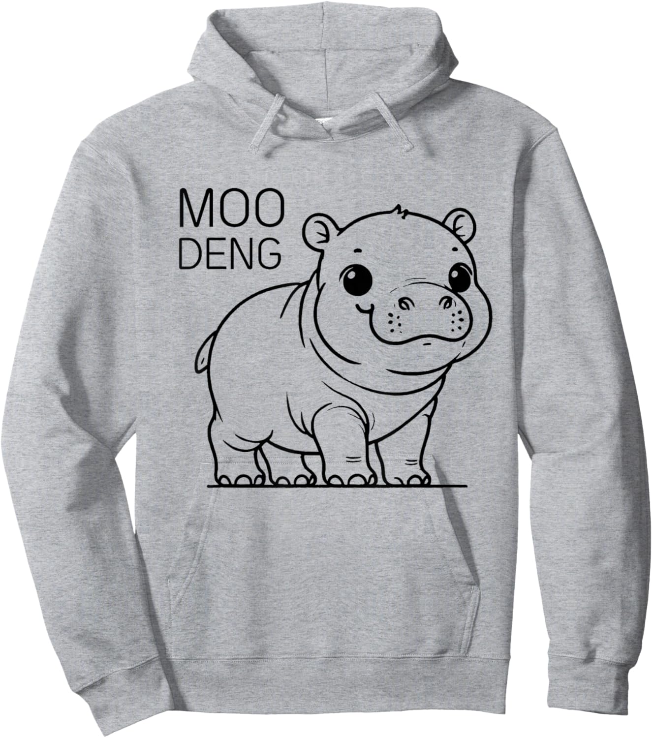 Moo-Deng Famous Baby Pygmy Hippo Minimalist Animal Art Hoodie - Hoodie | Ash