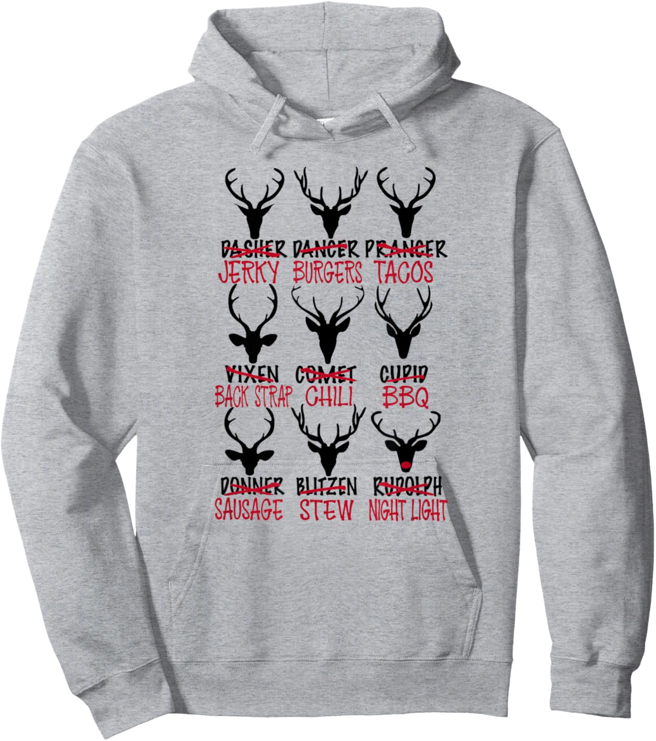 Funny Deer Hunting Santa's Reindeer Hoodie - Hoodie | Ash