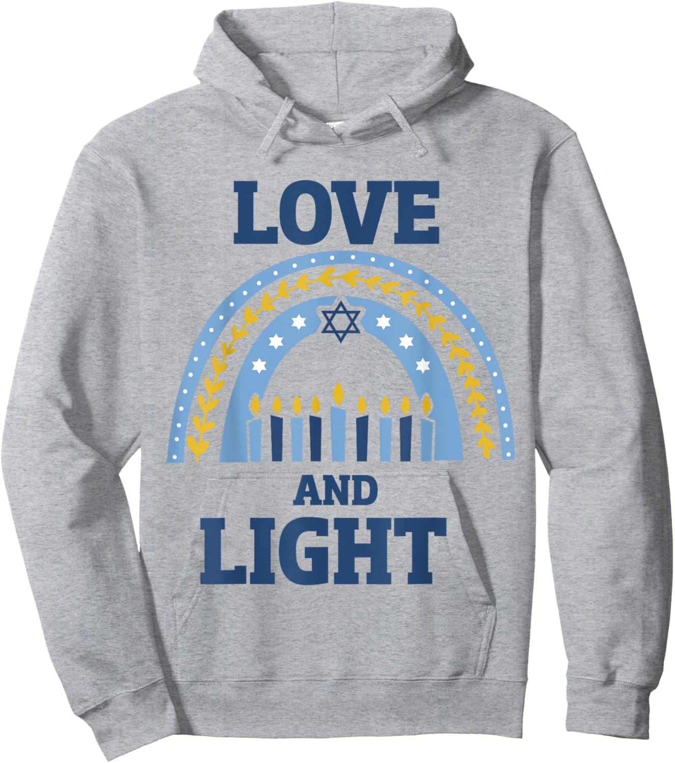 Hanukkah love light with menorah candles rainbow chanukah Hoodie - Hoodie | Ash