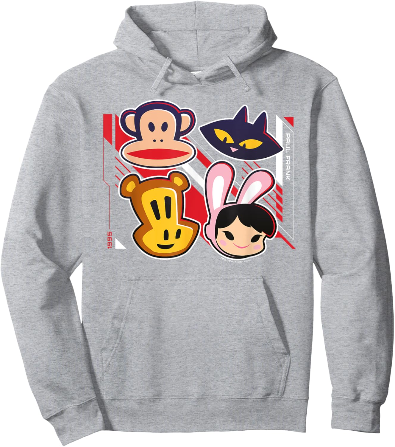 Paul Frank Retro 1995 Julius The Monkey & Co Heads Hoodie - Hoodie | Ash