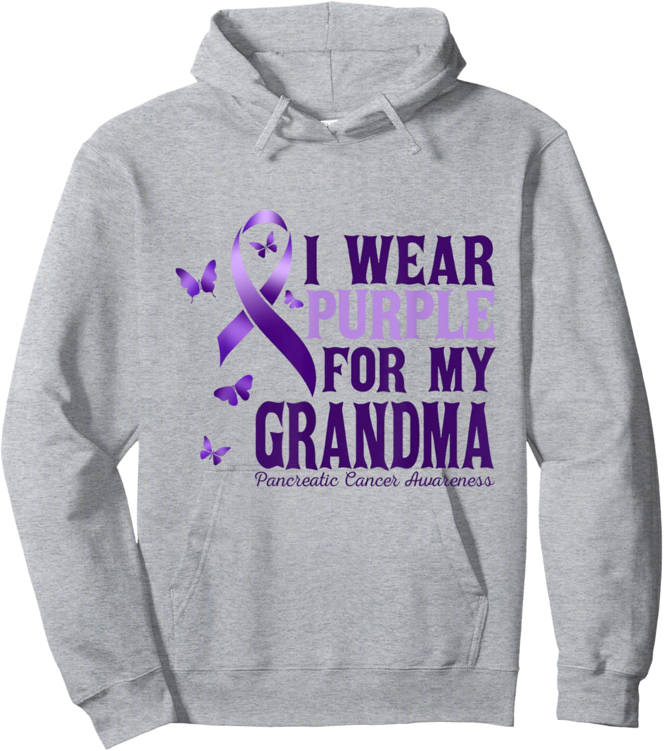 I Wear Purple For My Grandma Pancreatic Cancer Awareness Hoodie - Hoodie | Ash