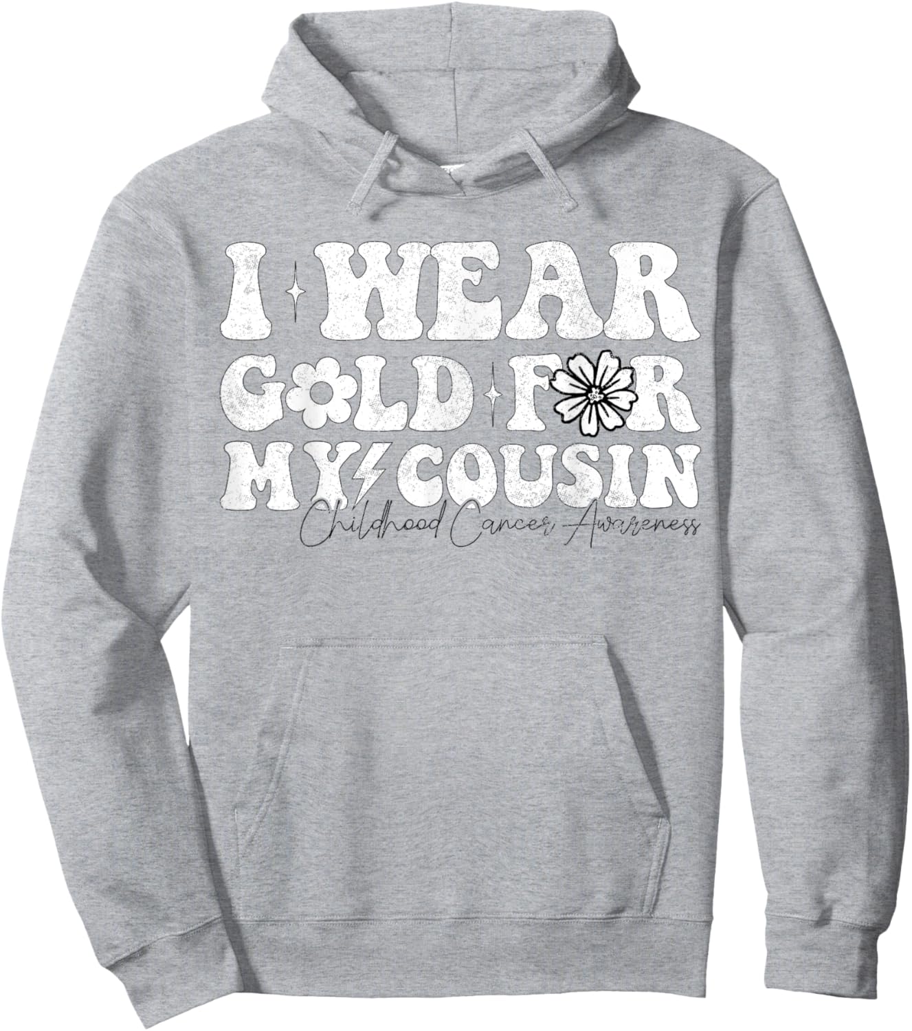 Groovy I Wear Gold For My cousin Cancer Awareness Ribbon Hoodie - Hoodie | Ash