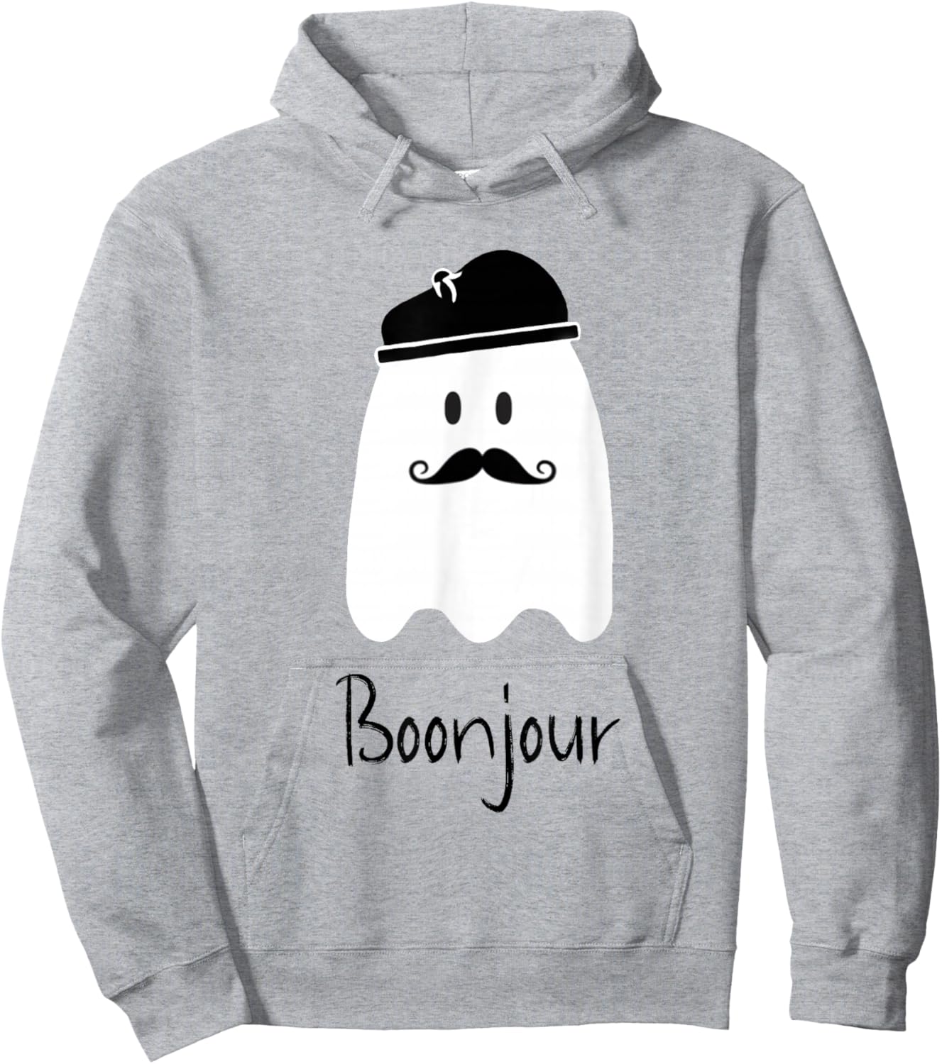 Funny French Teacher Halloween Bonjour Ghost Hoodie - Hoodie | Ash