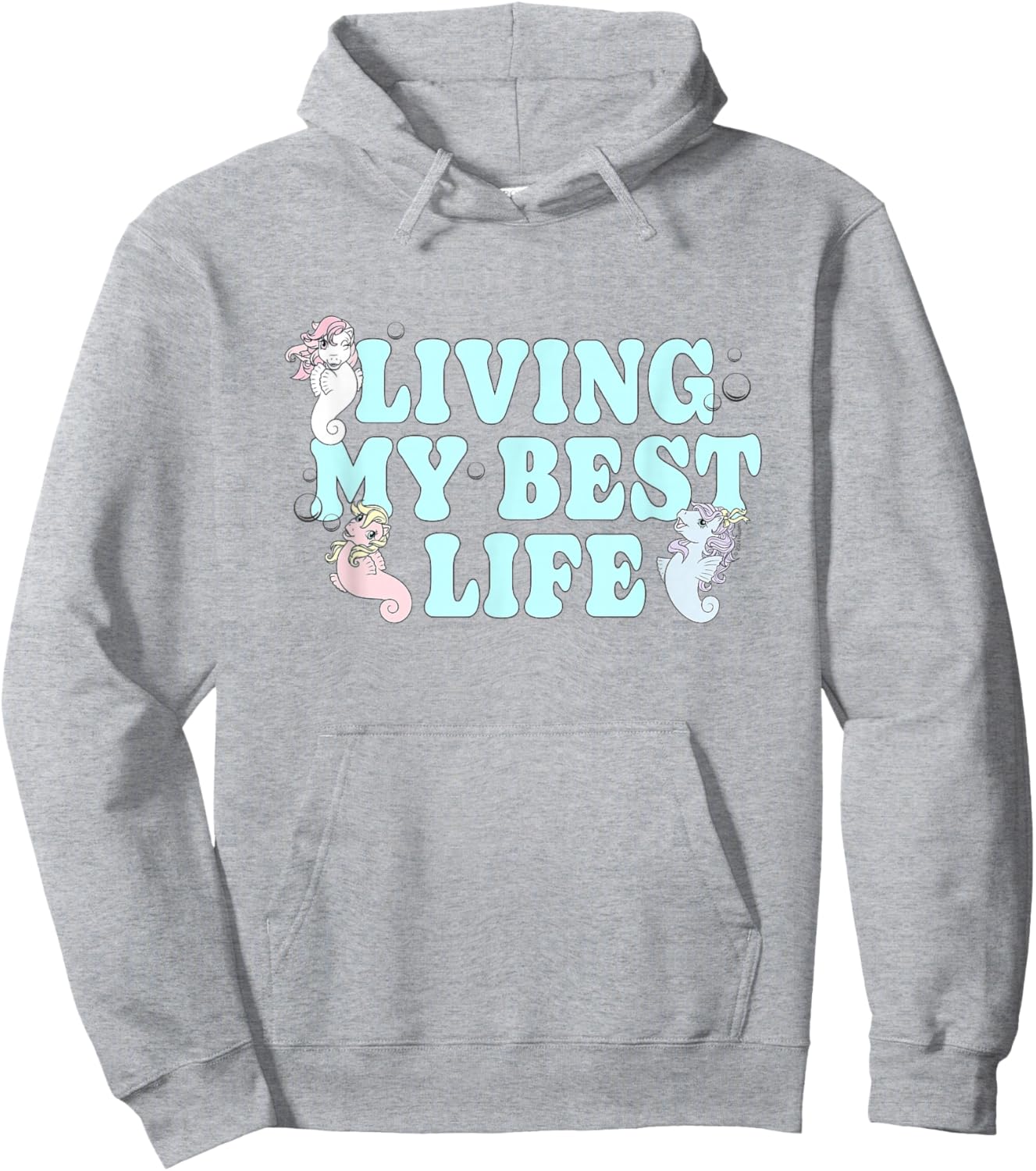 My Little Pony Living My Best Life Cute Seaponies Chest Logo Hoodie - Hoodie | Ash