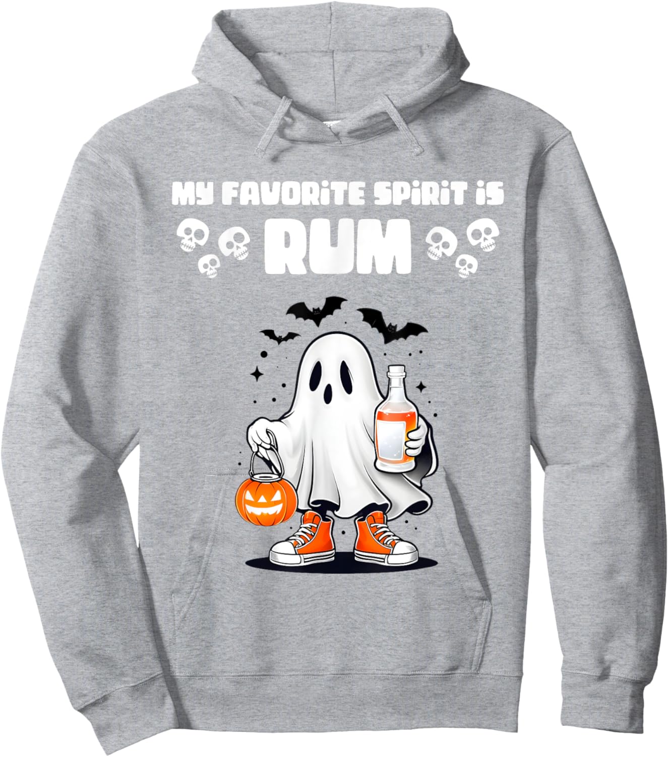 Funny Spooky Ghost Rum, My Favorite Spirit Is Rum Halloween Hoodie - Hoodie | Ash