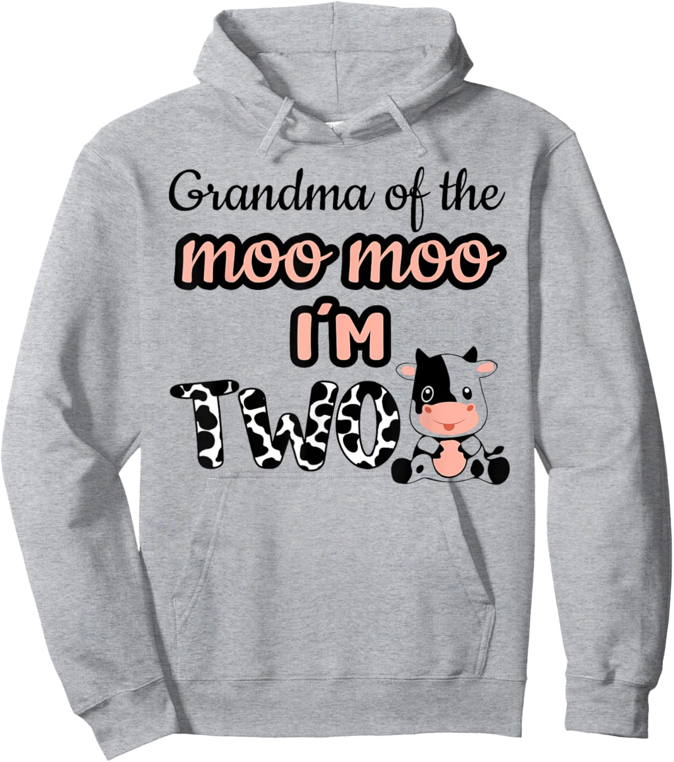 Grandma of the Moo Moo I'm Two Cow Farm Animal 2nd Birthday Hoodie - Hoodie | Ash