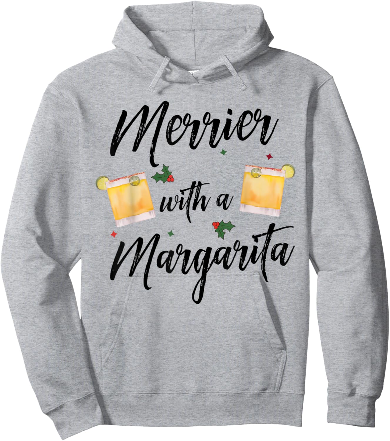 Merrier With A Margarita Christmas Margarita Xmas Tequila Hoodie - Hoodie | Ash