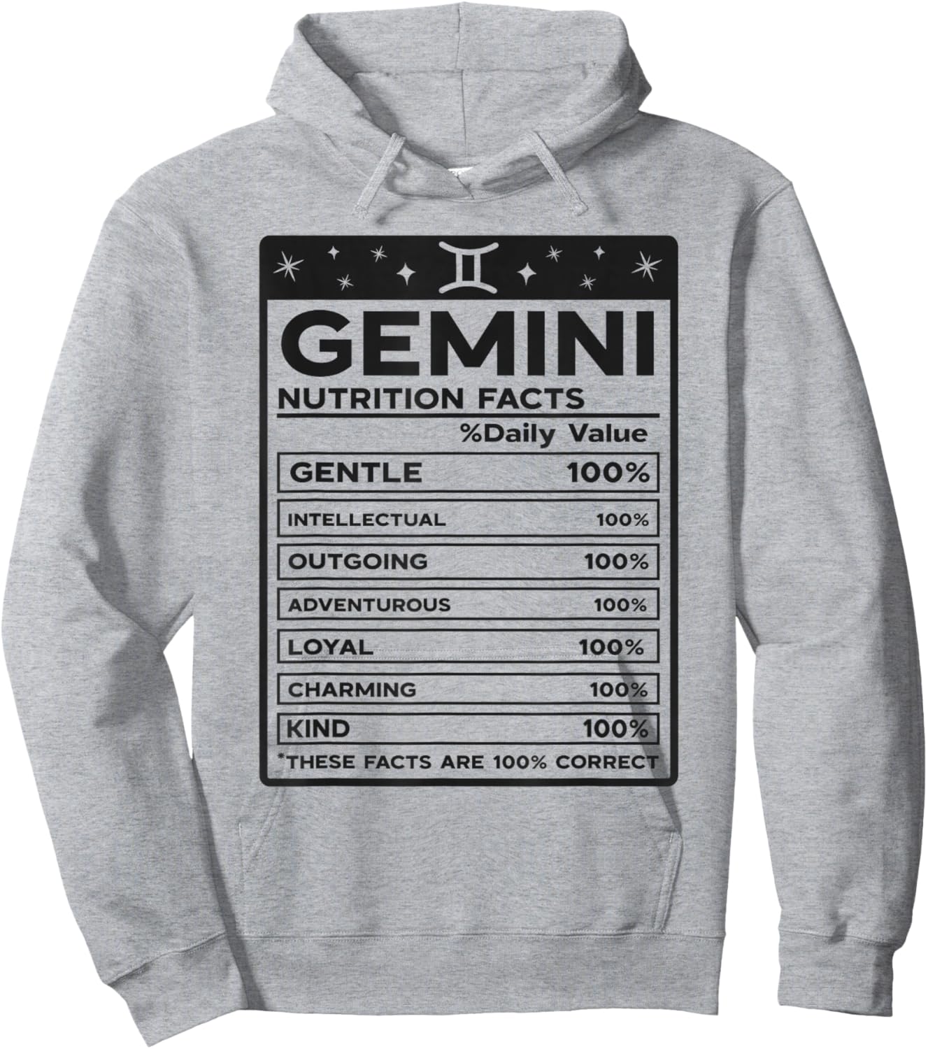 Gemini Nutritional Style Zodiac Design, Gemini Hoodie - Hoodie | Ash