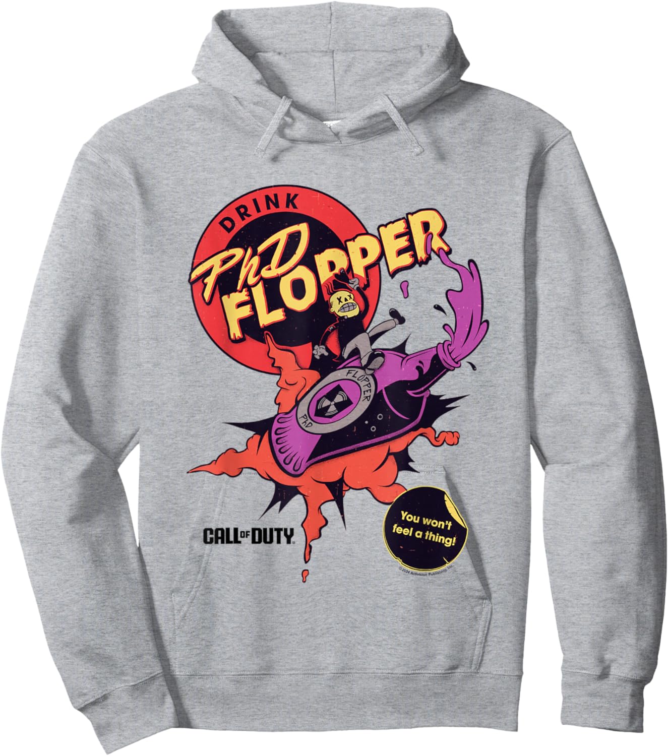 Call Of Duty Drink PhD Flopper You Won't Feel A Thing! Logo Hoodie - Hoodie | Ash