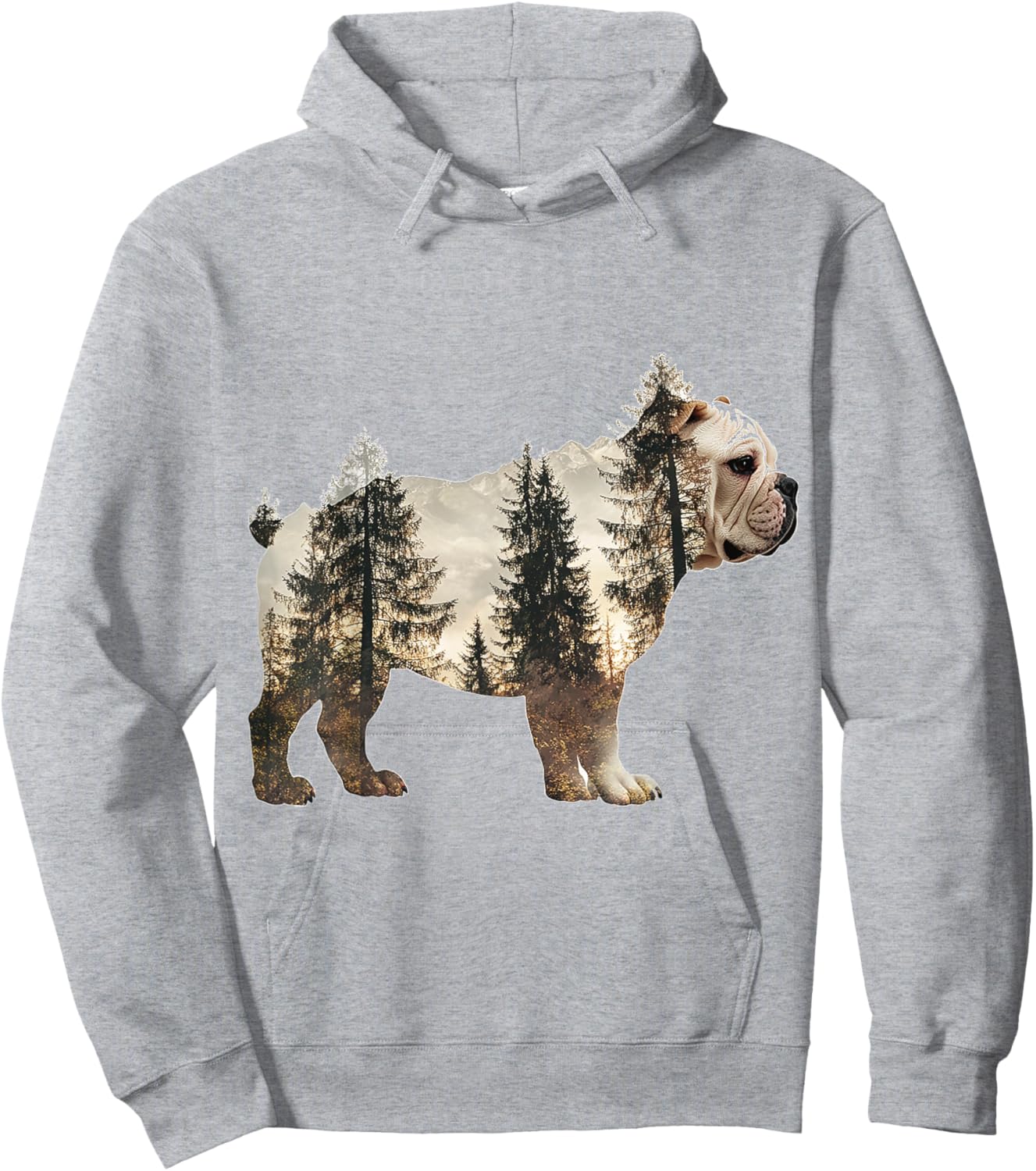 Bulldog Dog Graphic Pet Artwork Bulldog Hoodie - Hoodie | Ash